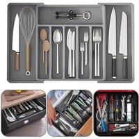 EONLION Grey Cutlery Drawer Organiser Extendable Utensil Tray | Size: 100 cm