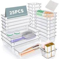 EONLION 25Pcs Draw Organizer Box Desk Drawer Fridge Tray in Clear | Size: 500mm