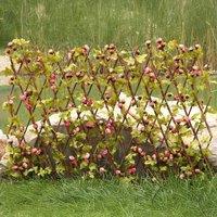 NESTLUNE Garden Screening Trellis Expanding Wooden Fence in Green | Size: 100 cm x 100 cm