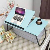 FORGEVIO Blue-56x24x32.5cm Folding Laptop Table Bed Tray in Blue | Size: 0.6m2