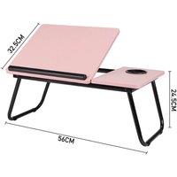 FORGEVIO Pink-56x24x32.5cm Folding Laptop Table Bed Tray in Pink | Size: 0.6m2