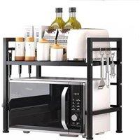 FORGEVIO 2 Tier Microwave oven Rack Stand Storage in Black | Size: 0.6m2