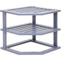 FORGEVIO Grey 3 TIER BAMBOO CORNER KITCHEN PLATE RACK | Size: 0.6m2