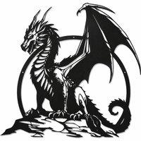 PAWNORA Metal Dragon Wall Art Iron Sculpture in Black