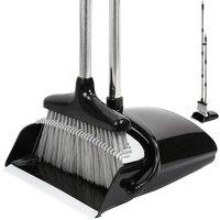 PAWNORA Black/Grey Long Handled Dustpan & Brush Set in Black