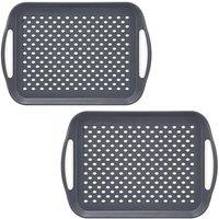PAWNORA 2 x GREY ANTI-SLIP PLASTIC SERVING TRAY