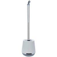 PAWNORA Silicone Toilet Brush Set Soft Bristle Holder Bathroom Cleaning Base in Grey