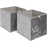 SPETLEK Grey Velvet Storage Cube 2 Pack Foldable Collapsible Boxes