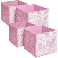 SPETLEK Pink Velvet Storage Cube 4 Pack Foldable Collapsible Boxes