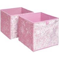 SPETLEK Pink Velvet Storage Cube 2 Pack Foldable Collapsible Boxes