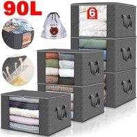EONLION Moving Box 6 Pack 90L Storage Bags Zipped for Clothes in Dark Grey | Size: 500mm