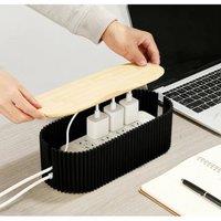 EONLION Black Cable Management Box Large, Cable Tidy Box | Size: 500mm