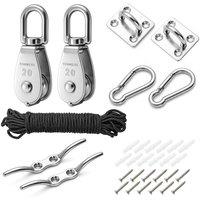 EONLION Swivel Pulley Set Pulley Block System with Rope in Silver | Size: 1000mm 2000mm