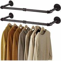 Kelvenix 83cm Industrial Pipe Clothes Rail Rack Wall Mount in Black