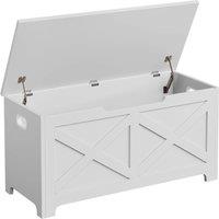 London Boutique Kids Toy Box Storage Chest 100x40x45cm Ottoman Storage Bench in White | Size: 100 x 40 x 45 cm