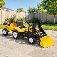 STILVORA Kids Pedal Ride On Tractor with Trailer & Excavator in Yellow