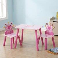 STILVORA Kids Table & Chair Set with Crown Design in Pink