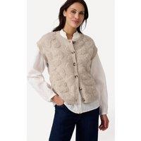 Damart Women's Sleeveless Boucl Cardigan in Beige | Size: 14-16