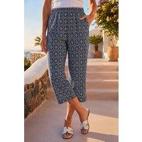 Roman Women's Classic Aztec Print Cropped Trouser in Navy | Size: 20