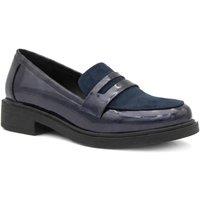 Pavers Women's Smart Patent Flat Heel Loafers in Navy | Size: 7