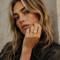 Luxe Tones Women's Luna Wide Band Irregular Crystal Ring