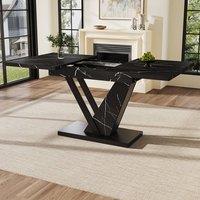 Rolipo Black Marble Effect Extendable Dining Table 120-160cm