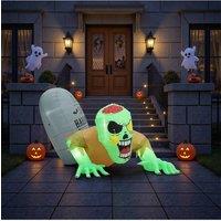 H&O Direct 150cm Light-Up Inflatable Zombie Tombstone - Outdoor Halloween Prop