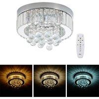 H&O Direct Adjustable LED Crystal Ceiling Light with Remote Control in Clear