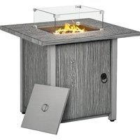 Rolipo 71cm 50, 000 BTU Gas Fire Pit Table Glass Screen Grey