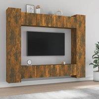 Berkfield Home 8 Piece TV Cabinet Set Smoked Oak Engineered Wood in Brown