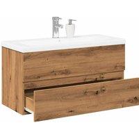 Berkfield Home Sink Cabinet with Built-in Basin Artisan Oak 101x39.5x49 cm in Brown