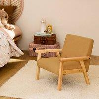 sweeek Children's scandi-style armchair in boucle fabric, rubberwood in Mustard