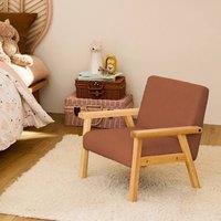 sweeek Children's scandi-style armchair in boucle fabric, rubberwood in Terracotta