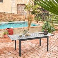 sweeek 6-seater extendable aluminium garden table in Dark Grey