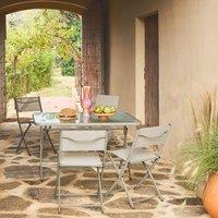 sweeek Folding steel garden table + 4 chairs in Khaki