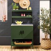 sweeek Steel outdoor kitchen 2 hanging shelves 2 doors L80cm in Green
