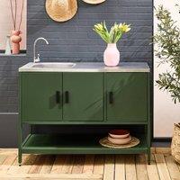 sweeek Outdoor steel kitchen with sink L120cm in Green