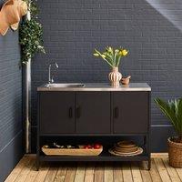 sweeek Outdoor steel kitchen with sink L120cm in Black