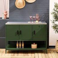 sweeek Outdoor steel kitchen 3 doors, 1 shelf L120cm in Green