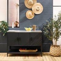 sweeek Outdoor steel kitchen 3 doors, 1 shelf L120cm in Black