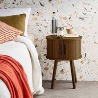 sweeek Scandinavian bedside table wood decor 2 sliding doors in Dark Brown