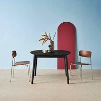 sweeek Oval extendable dining table rubberwood & oak veneer 4-6 seats in Black