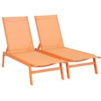 sweeek Set of 2 multi-position deckchairs, textilene & steel in Orange