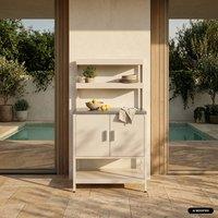 sweeek Steel outdoor kitchen 2 hanging shelves 2 doors L80cm in Beige