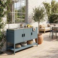 sweeek Outdoor steel kitchen with sink L120cm in Grey