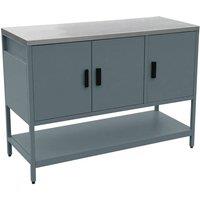 sweeek Outdoor steel kitchen 3 doors, 1 shelf L120cm in Grey