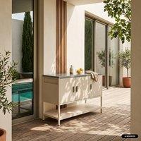 sweeek Outdoor steel kitchen 3 doors, 1 shelf L120cm in Beige