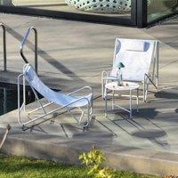 sweeek Set of 2 garden lounge chairs with round steel table in Beige
