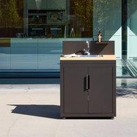 sweeek Outdoor kitchen steel & wood decor 1 sink 2 doors 1 hook L80cm in Black