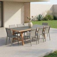 sweeek Acacia wood & aluminium garden table + 8 chairs in Khaki